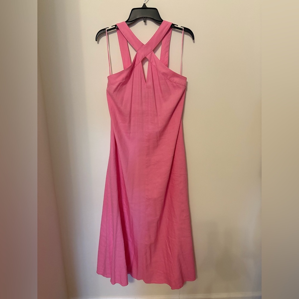 New INC International Concepts Pink crisscross halter peep hole Backless Dress.
